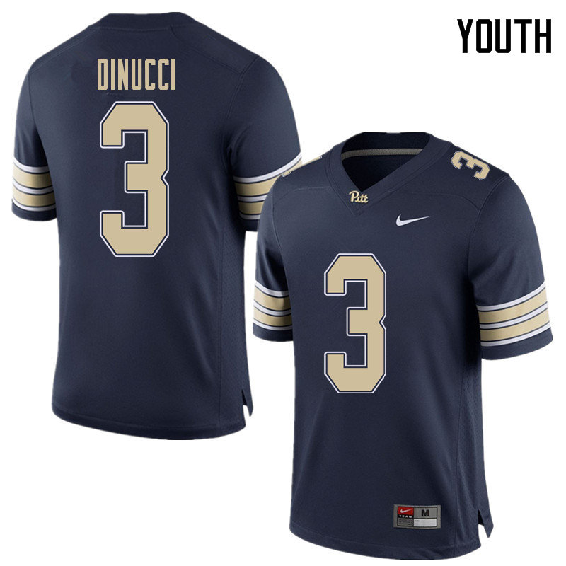 Youth #3 Ben DiNucci Pittsburgh Panthers College Football Jerseys Sale-Home Blue